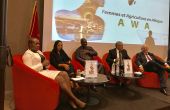 Panel d'ouverture du congrès (de g. à dr.): Angelle Kwemo (Believe in Africa), Mbarka Bouaida (MAPM), SE John Dramani Mahama (BAD) et Aziz Mekouar (ancien ambassadeur du Maroc aux USA).